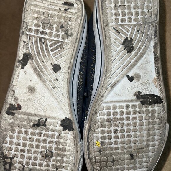 AppleBottom Sz 8 Youth Hightop Gold Denim Blue Sparkle Bling Sneakers S04 - Picture 6 of 7